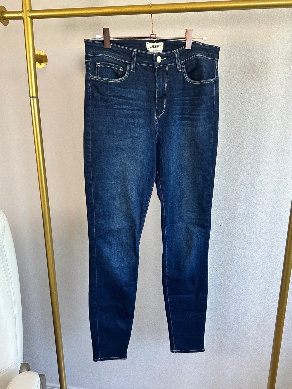 L'AGENCE Women's High Rise Skinny Jeans - Marguerite Dark Indigo Blue